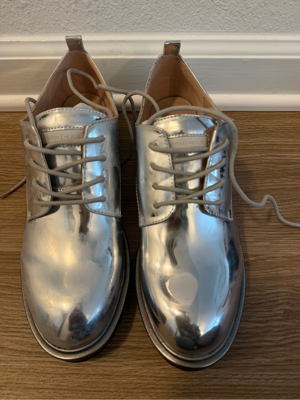 Kendall & Kylie Metallic Silver Derby Shoes